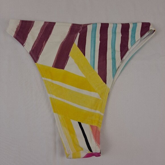 Cupshe Size Med Striped Bikini Pull On Style Cropped Top White Yellow Purple NWT - Picture 12 of 16